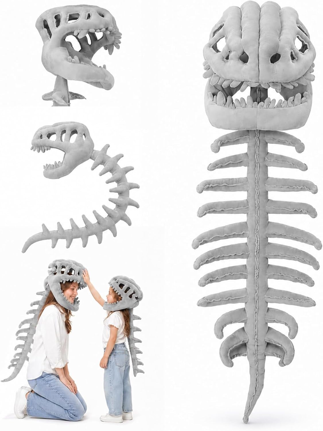 Detalle de Sachie Spinosaurus Skeleton Costume Set with Skull Headpiece and Spine Back Panel
