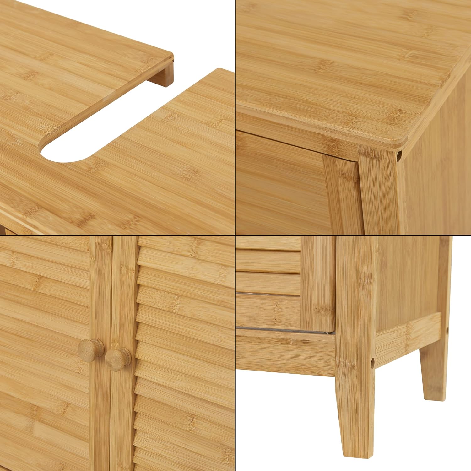 Thumbnail 6 de [en.casa] Meuble sous lavabo en bambou naturel à 2 portes (60 x 67 x 30 cm)