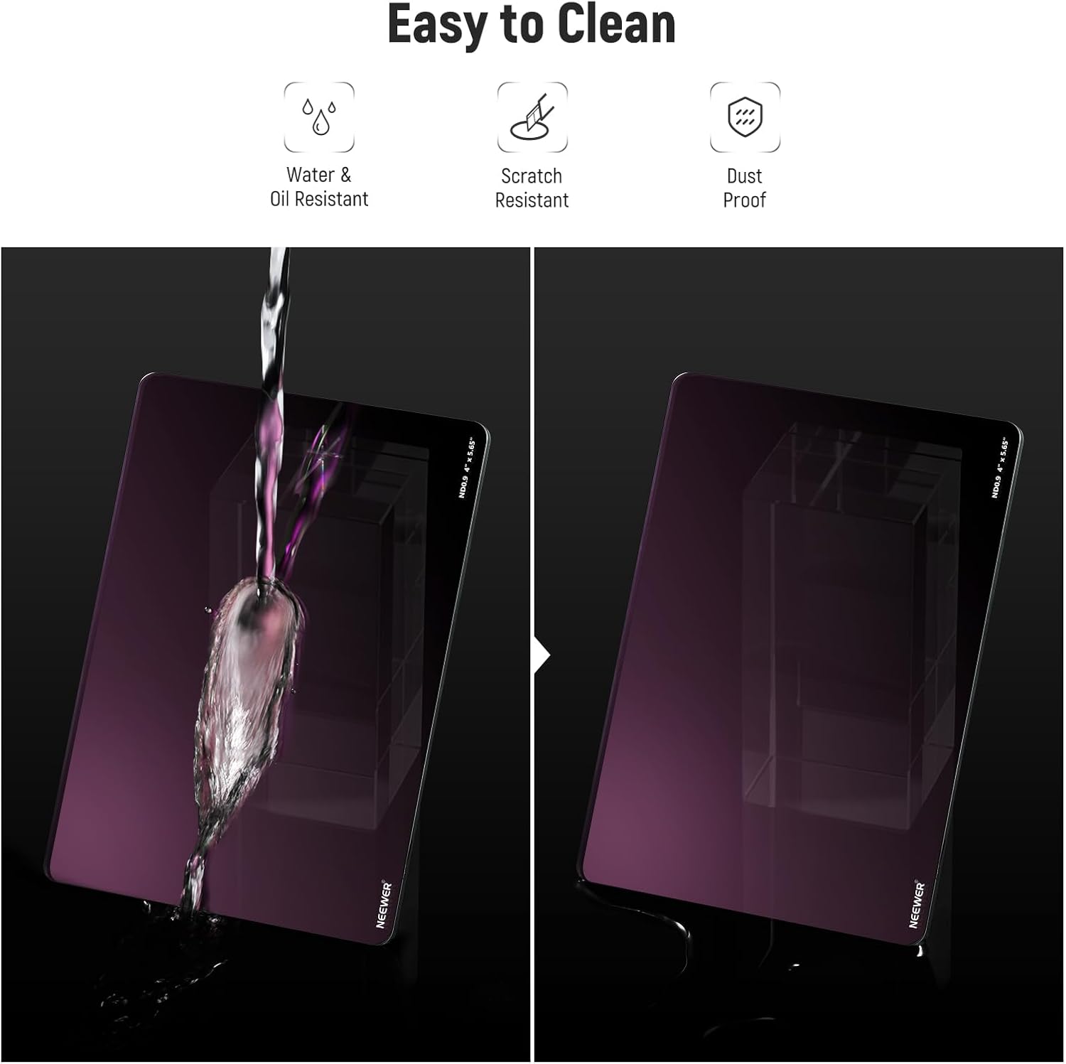 Thumbnail 5 de NEEWER Coppia di filtri ND quadrati 4x5,65” ND0.9/1.8 (3/6 stop) per matte box cinema