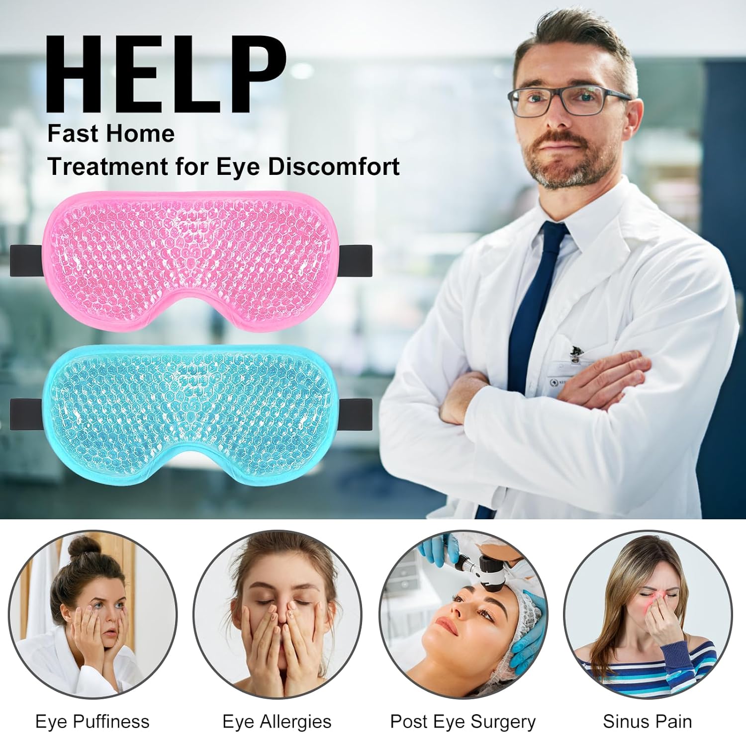 Thumbnail 1 de BeeVines Cooling Gel Eye Mask 2-pack for Puffy Eyes