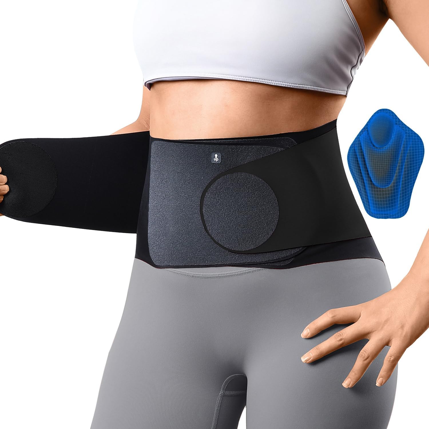 Thumbnail 6 de Fitomo Back Support Belt – ultra-thin lumbar back brace for women with 3D pad, adjustable straps and slim-fit yoga fabric