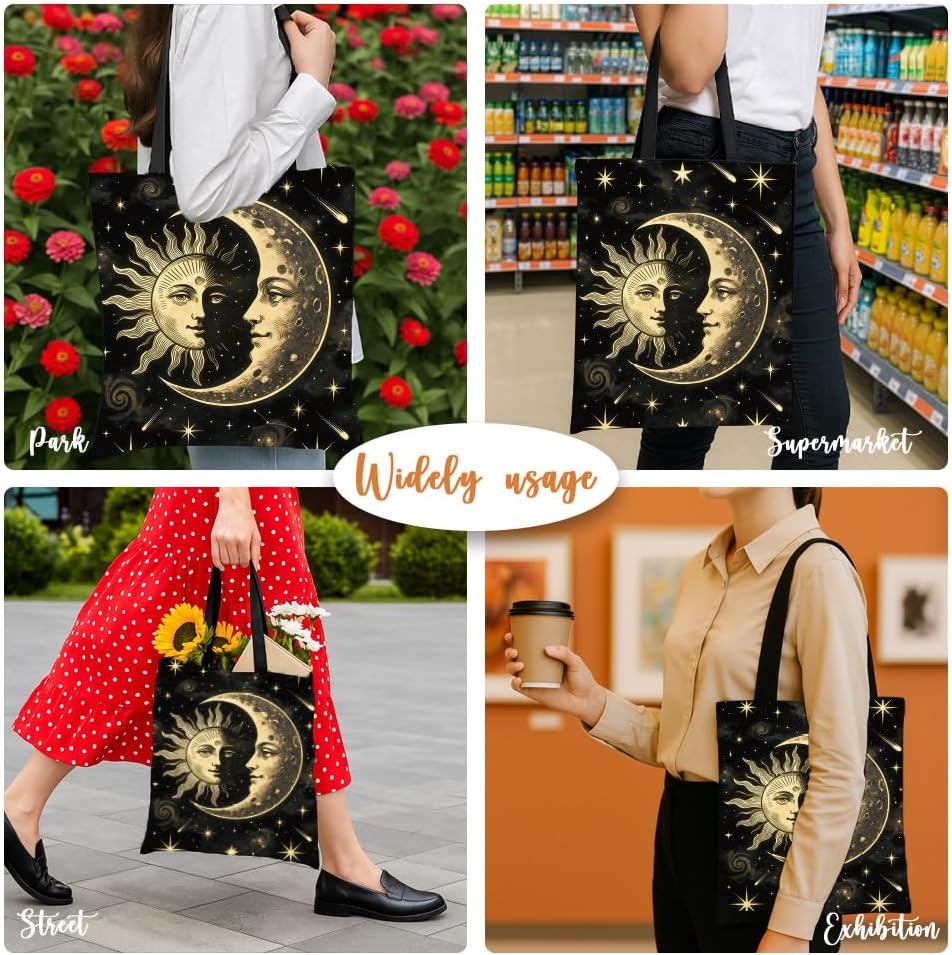 Thumbnail 6 de Twinklemon 2 Pack Canvas Tote Bag for Women with Makeup Pouch – Sun & Moon Edition