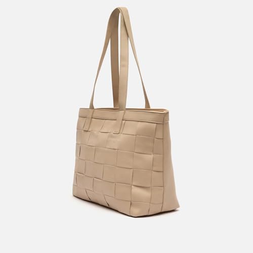 Detalle 2 de MISAKO Fusi: bolso shopper trenzado para mujer en beige 27x14x33 cm