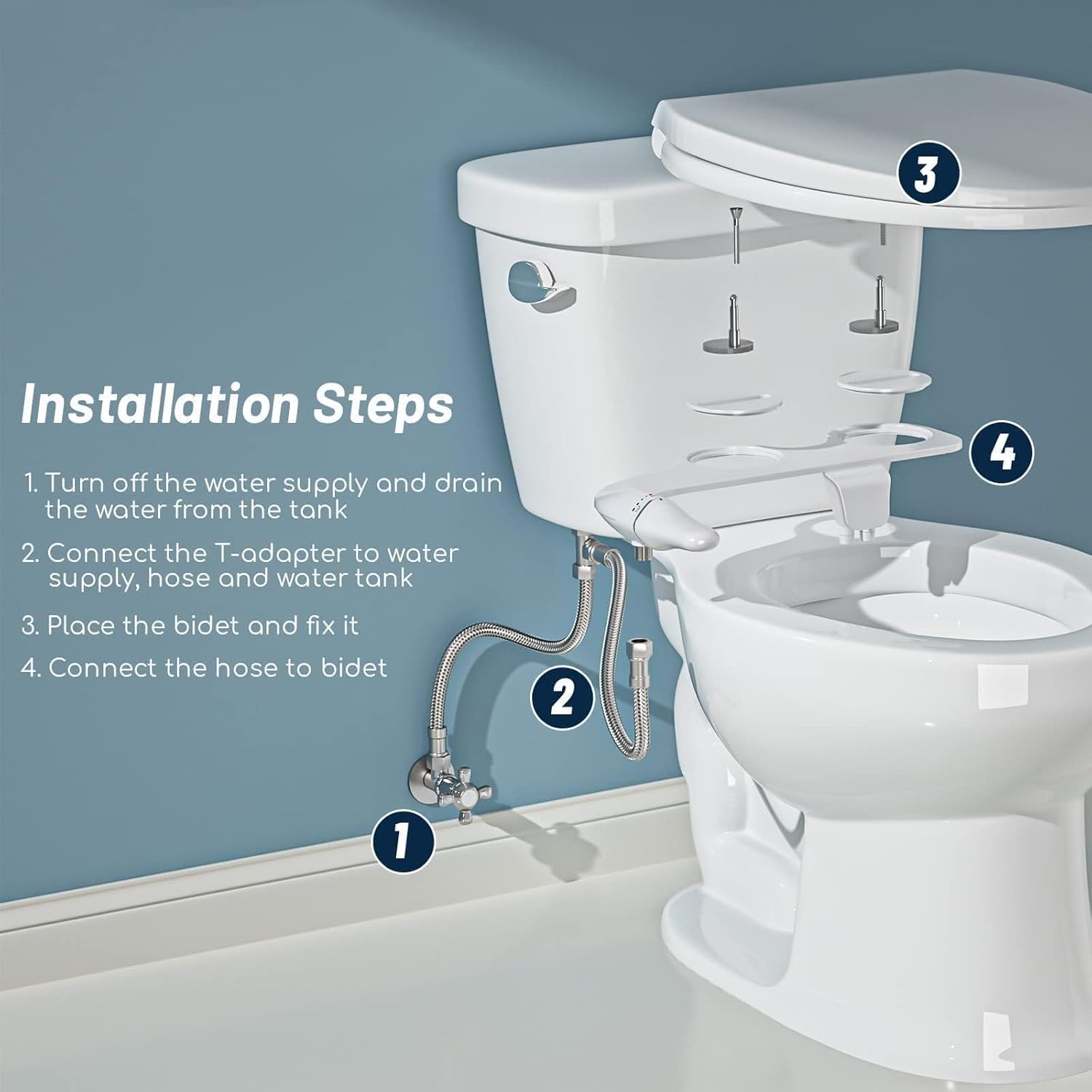 Thumbnail 5 de PENDEJATO Inserto per bidet ultra sottile per WC – due ugelli, pressione regolabile e installazione rapida