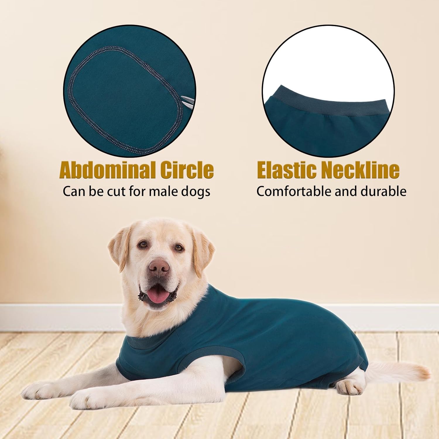 Detalle de Axcimond Hundebody nach Op – Leckschutz und Wundschutz fürs Hundebäuchlein, blau, Größe M