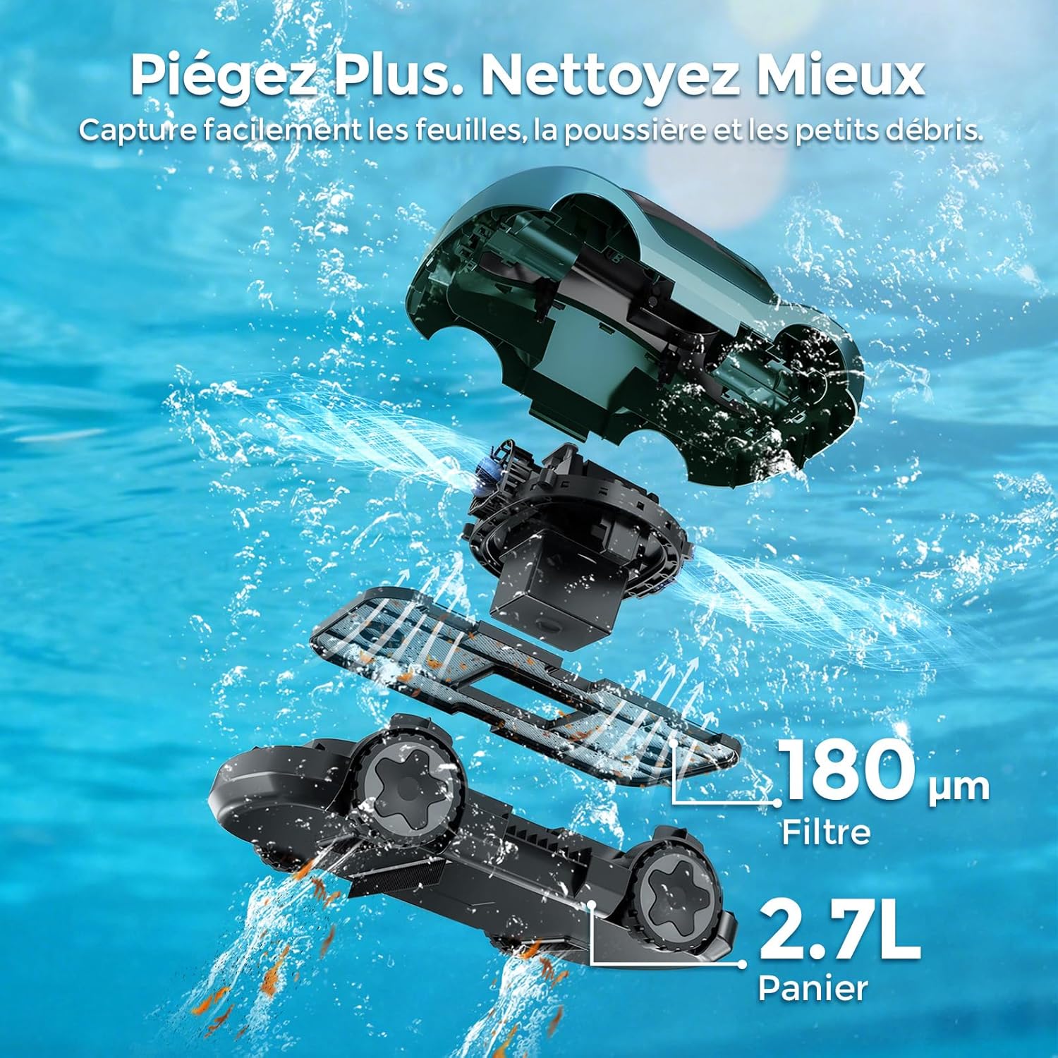 Thumbnail 3 de Robot Piscine Bocxi – Robot sans fil pour piscine jusqu’à 200 m² (fond), 180 min d’autonomie