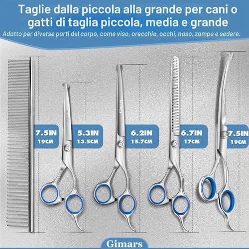 Thumbnail 8 de Gimars 4CR Forbici Toelettatura Cani Professionali 6 in 1: acciaio inossidabile, rivestimento ceramico e punta di sicurezza