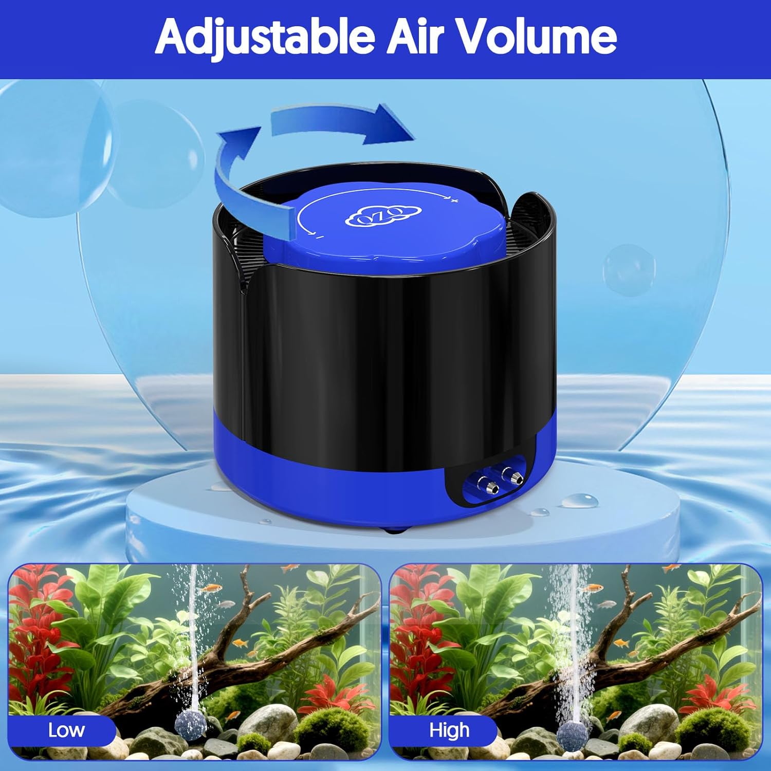 Detalle 2 de QZQ Aquarium Air Pump 3W adjustable aerator 🐠