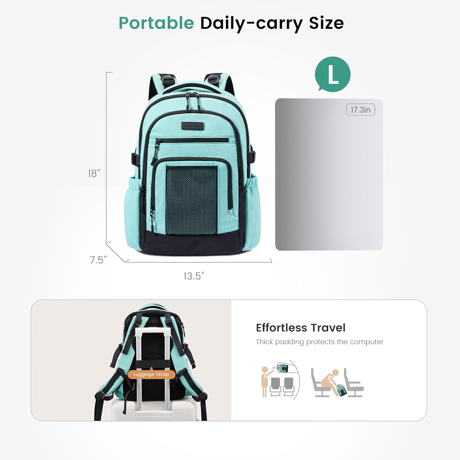 Detalle 2 de LOVEVOOK Laptop Backpack 17.3-Inch