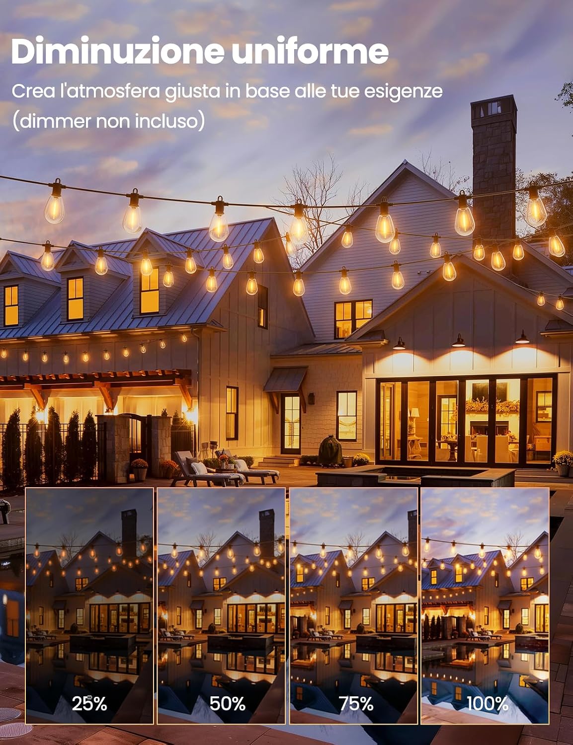 Detalle 2 de ZOTOYI 120FT Catena luminosa LED da esterno IP65 🎄