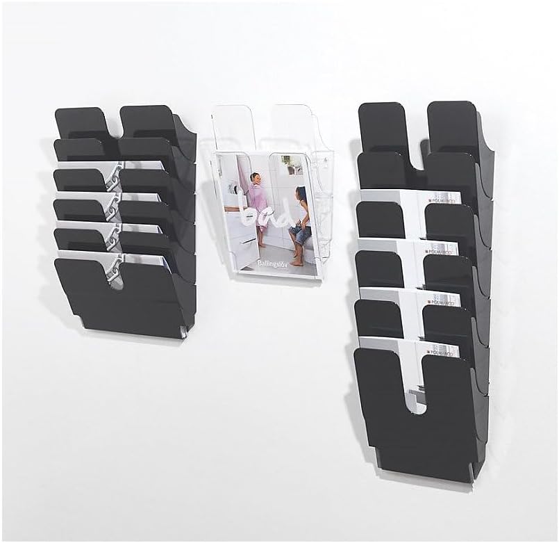 Detalle de Durable FlexiPlus 2 vägghängt broschyrställ, A4 stående, transparent plast