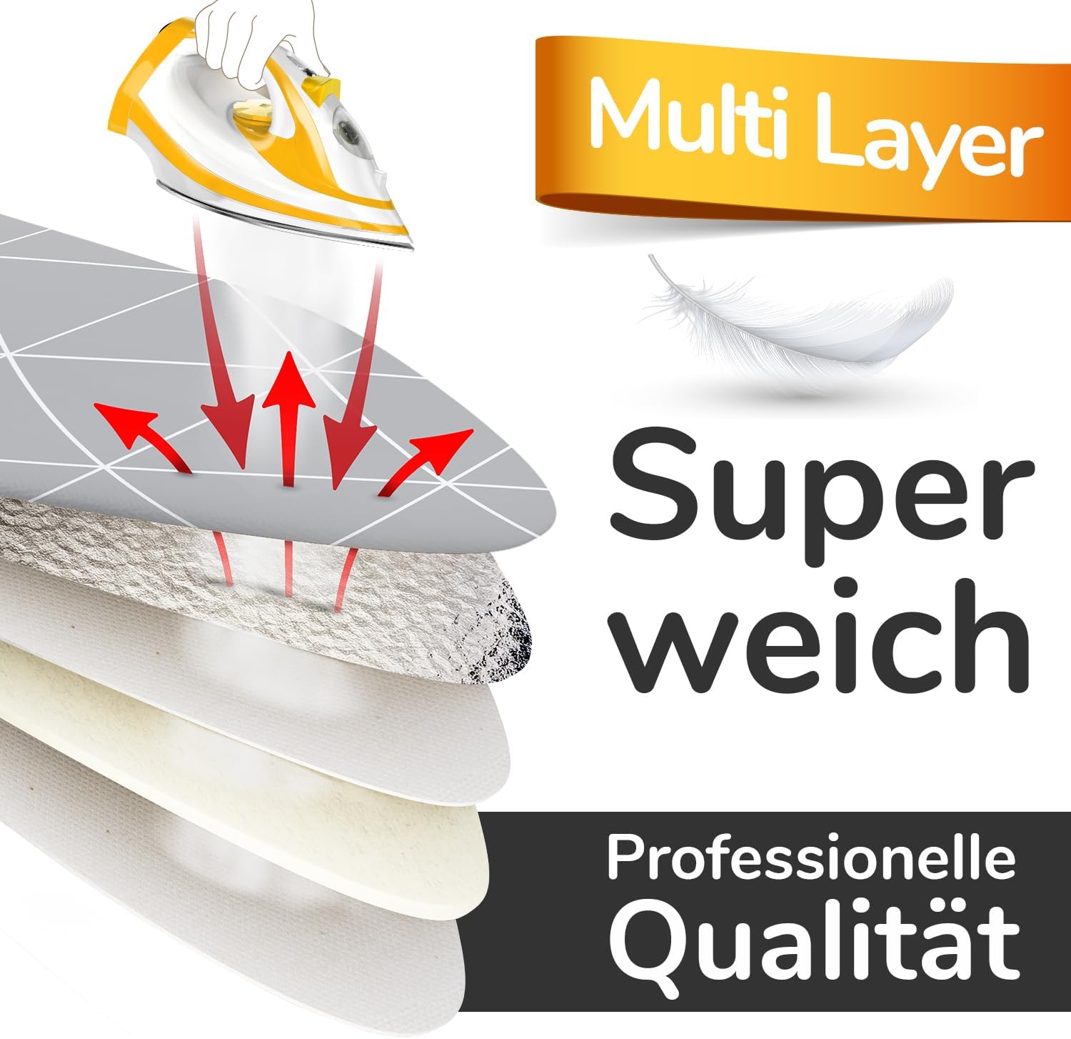 Thumbnail 3 de Smart & Gentle Super Soft Turbo-Bügelbrettbezug 120x40: ÖKOTEX Baumwoll-Polsterung, Made in Germany
