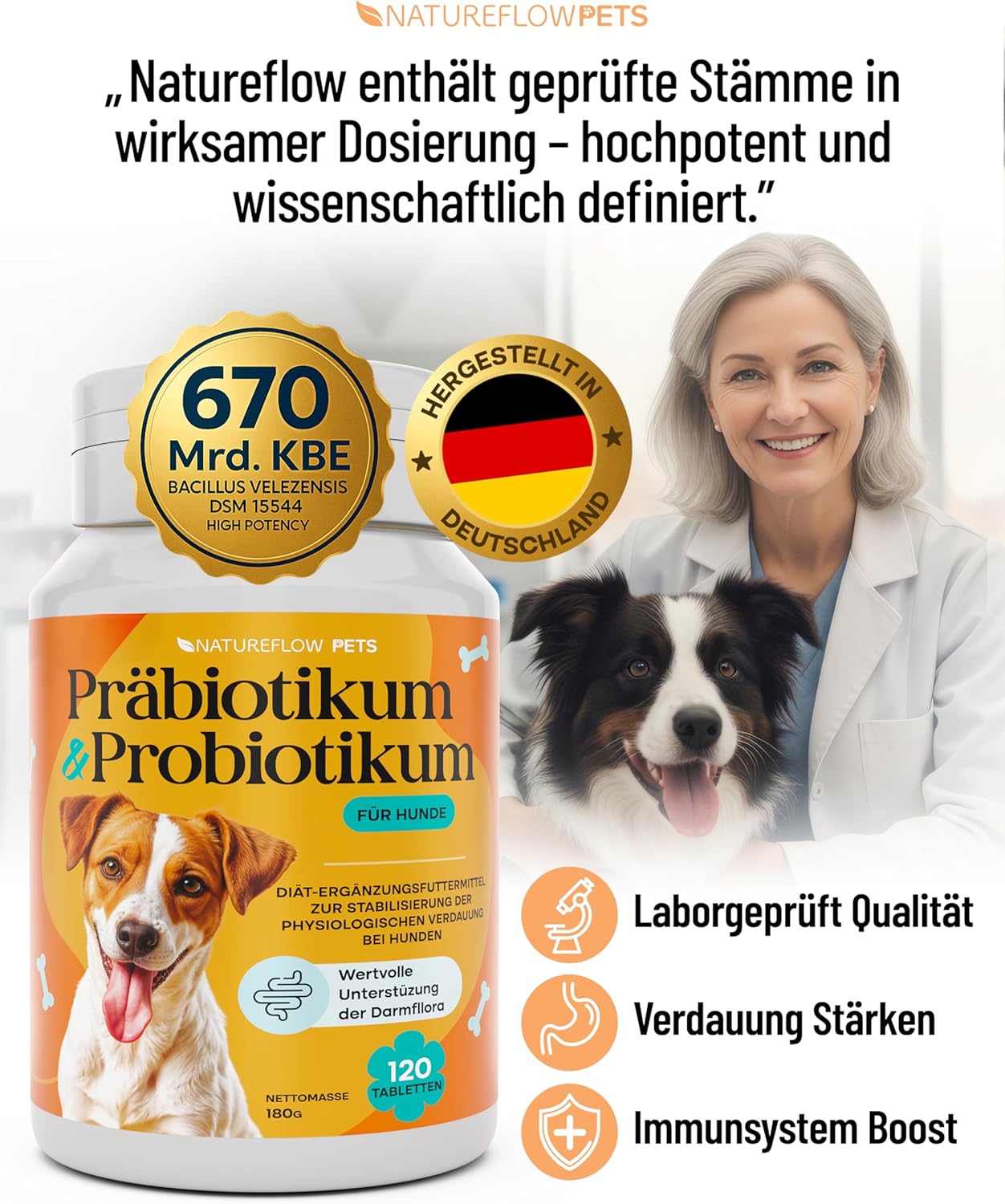Detalle de Natureflow Pets Probiotika Hund 670 Milliarden KBE