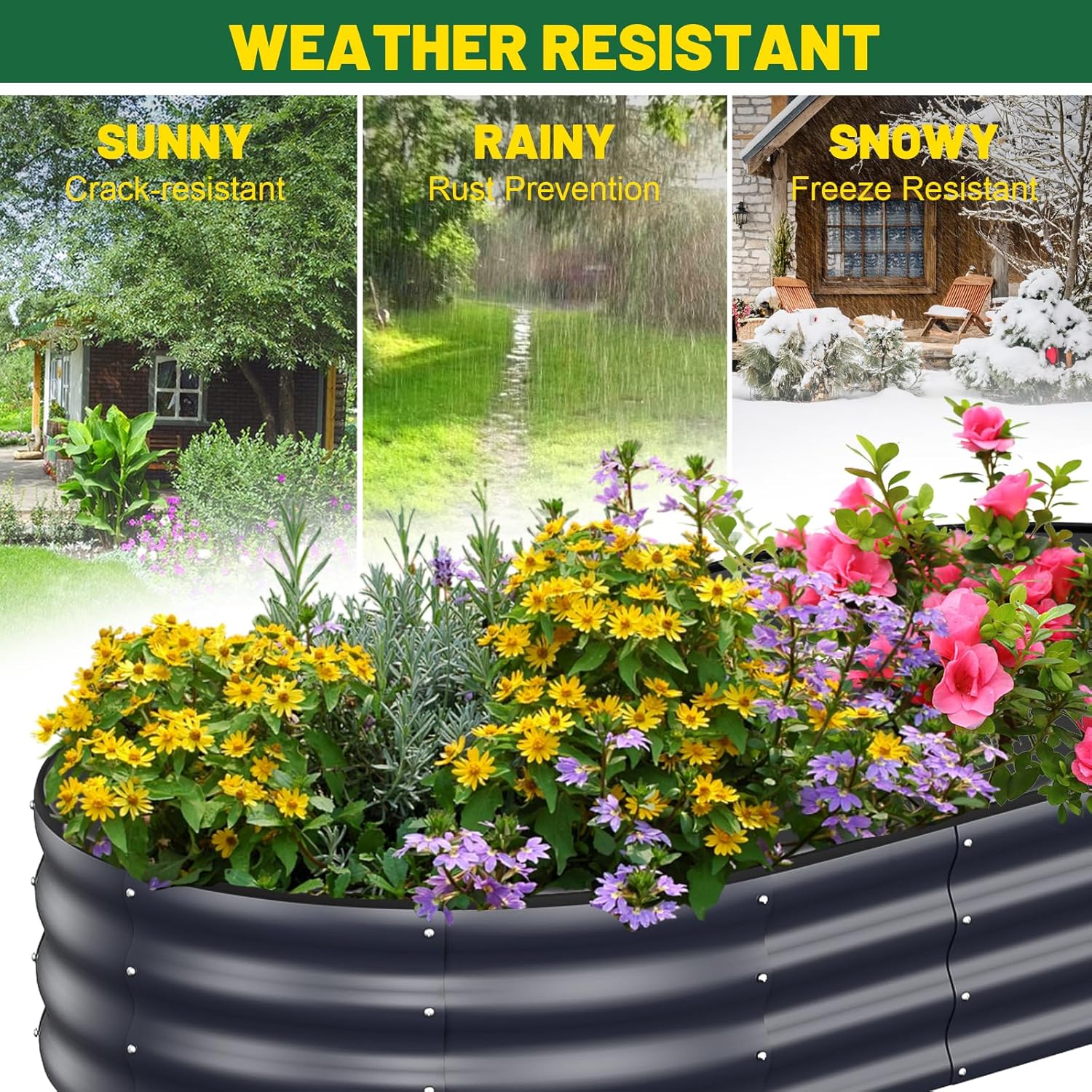 Detalle 2 de Ergohortus Raised Beds for Garden: Set of 2 galvanised metal planters, 120x60x30 cm