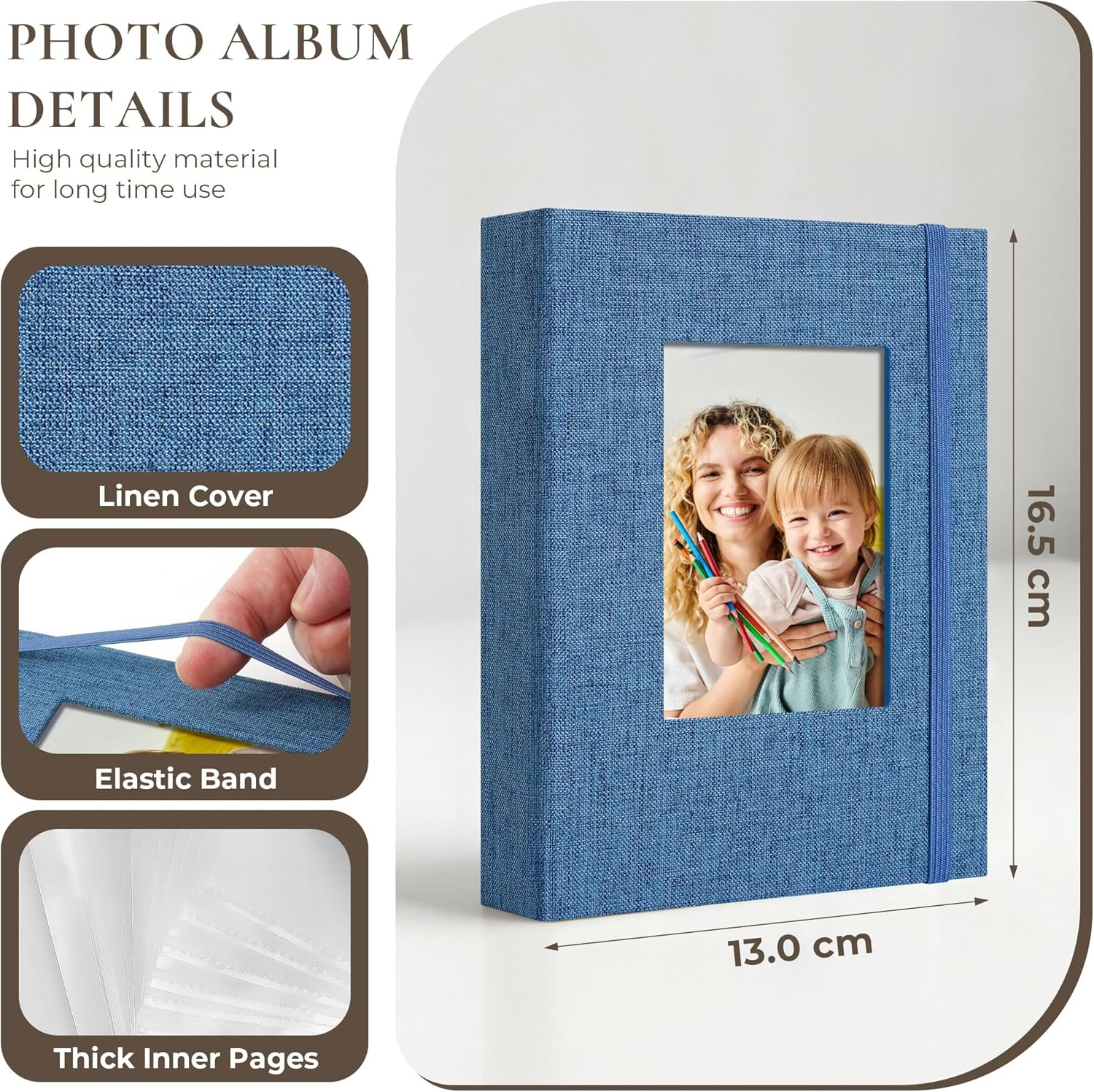 Thumbnail 3 de Vienrose Fotoalben Klein 10x15 Fotos 2er Pack mit Frontfenster – Leinen Cover