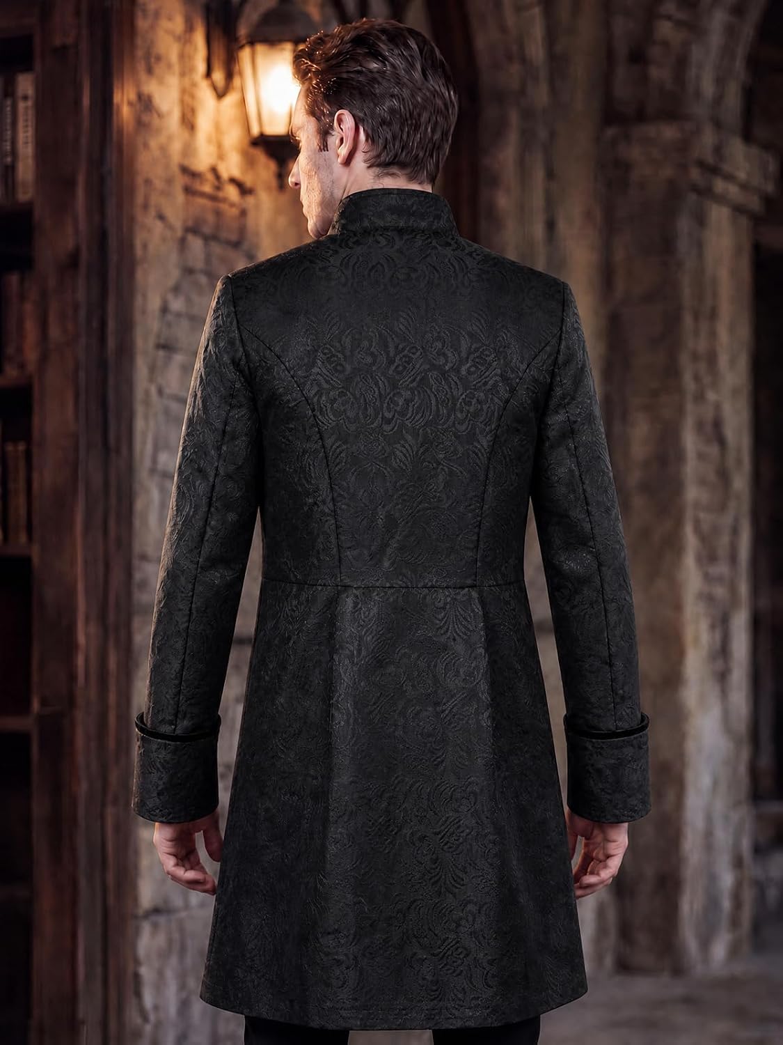 Thumbnail 1 de VNVNE Men’s Steampunk Tailcoat Jacket, Jacquard Gothic Victorian Costume