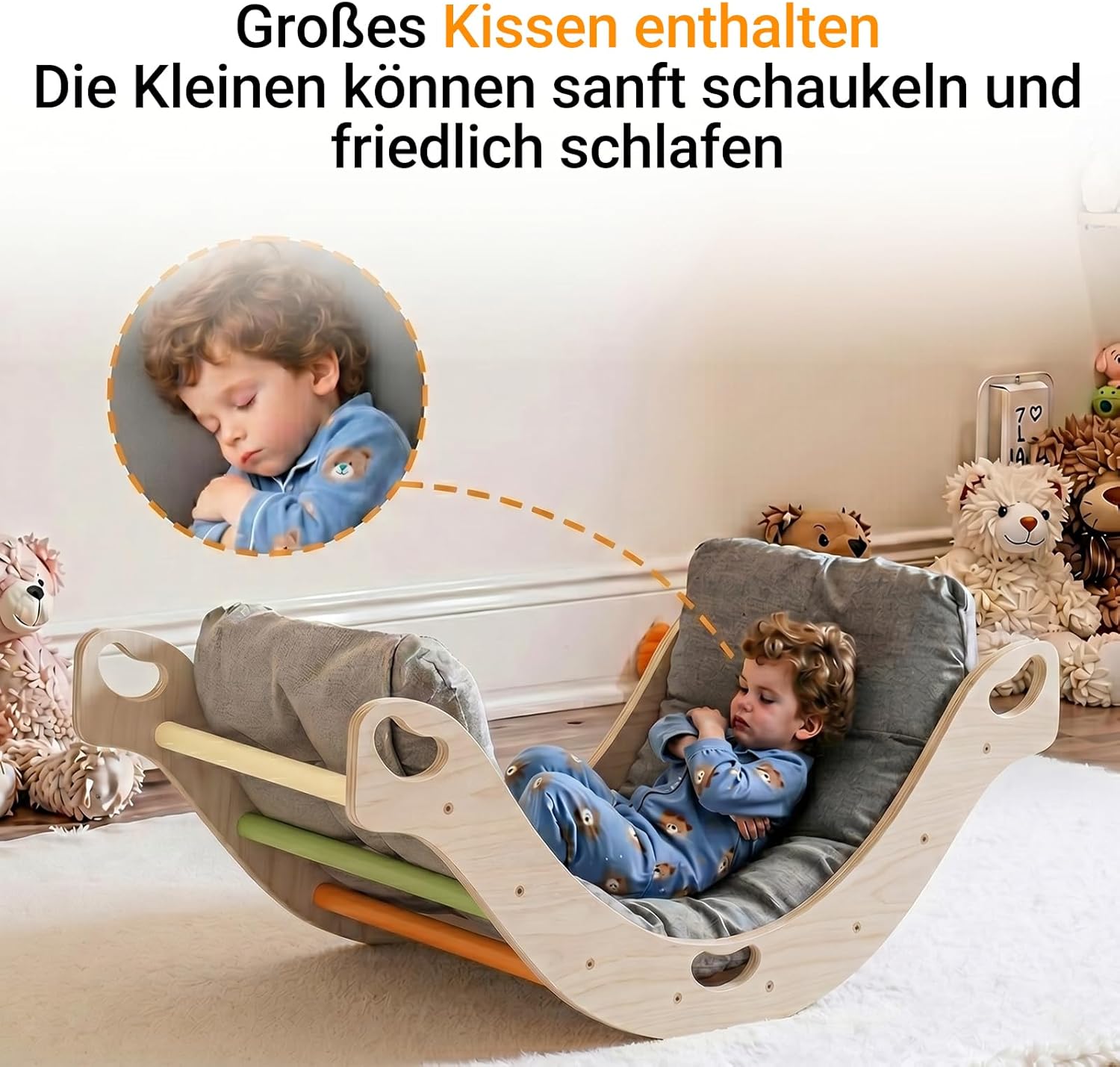 Thumbnail 5 de COSYLAND Montessori Kletterbogen aus Holz mit Kissen – Regenbogen, ab 1 Jahr, Indoor-Kletterbogen zum Klettern, Krabbeln und Wippen