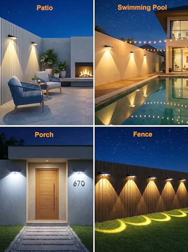 Thumbnail 6 de LakiHomi Aplique Solar Exterior 4 Paquetes: Iluminación Solar LED para Jardín y Valla (3 Colores) IP65