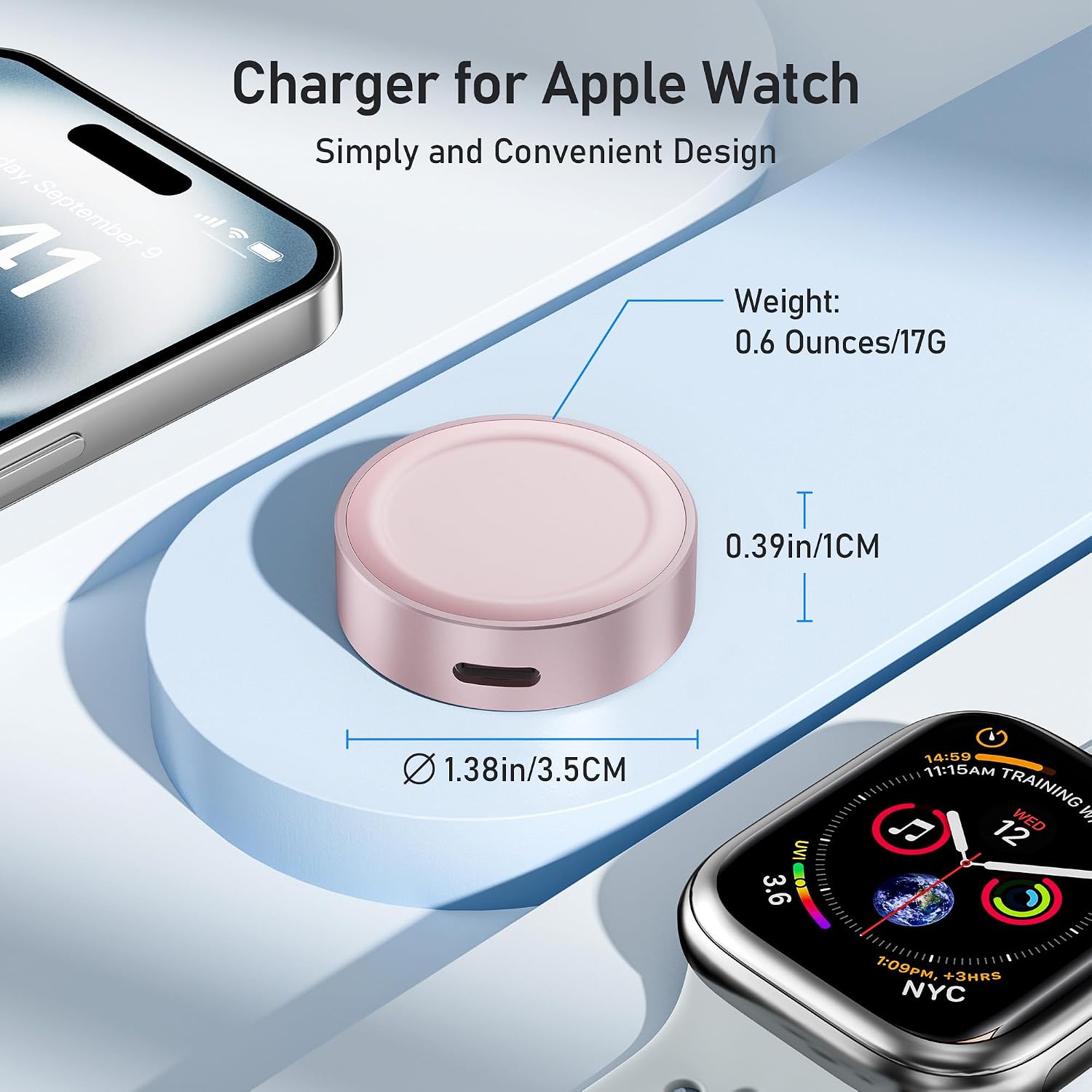 Detalle de Elebase USB-C 5W Magnetic Apple Watch Charger