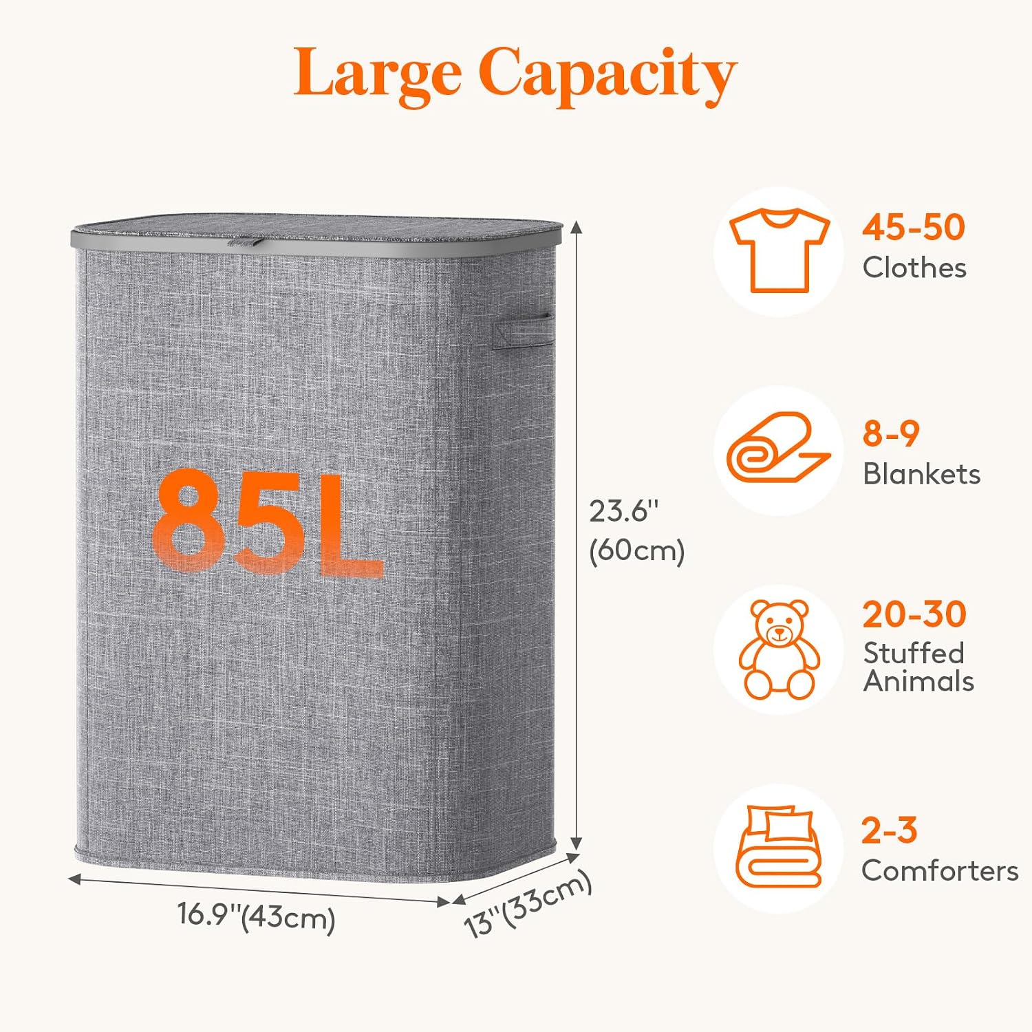 Thumbnail 2 de Lifewit 85L Large Laundry Basket with Lid – Foldable, Durable with Removable Inner Bag