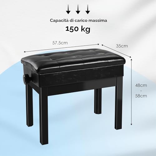 Thumbnail 7 de MAMIZO Sgabello Pianoforte Regolabile in Altezza 48-58 cm – Panca Pianoforte