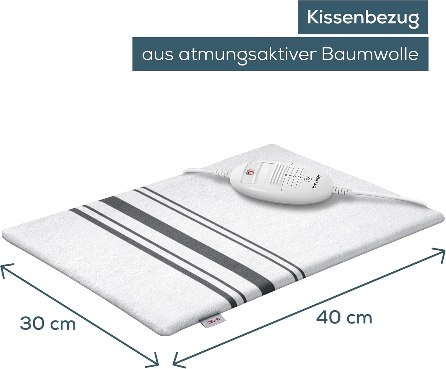 Detalle 2 de Beurer HK 25 Heizkissen – kuschelige Wärme (40 x 30 cm), 3 Stufen, Abschaltautomatik, waschbar