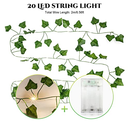 Detalle 2 de Guirlande lumineuse Ivy A.bigwhale 2 m avec 20 LED et feuilles artificielles – décor intérieur et fête