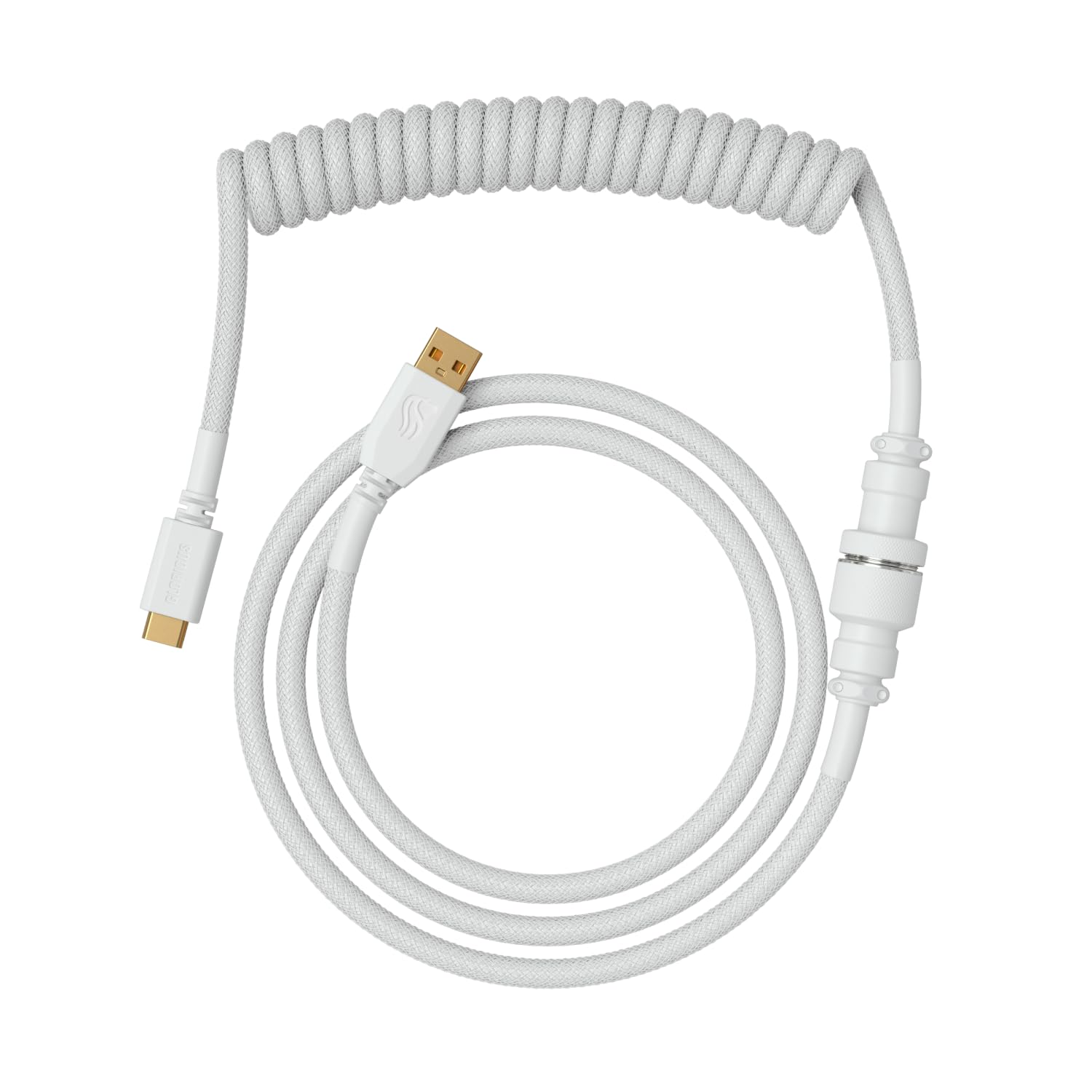 GLORIOUS Gaming Premium Coiled Keyboard Cable - Gold-Plated USB-A to USB-C, Ghost White