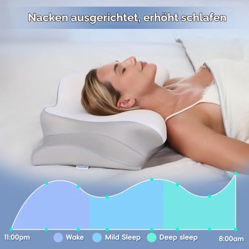 Thumbnail 6 de Missleep Fehlschlaf Nackenstützkissen – ergonomisches Memory Foam Kissen mit zwei Höhen und kühlendem Bezug