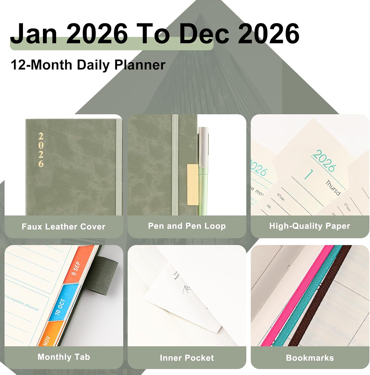 Thumbnail 6 de Donfulfip 2026 Diary A5 Page a Day: A daily planner with colour monthly tabs and a hardback cover