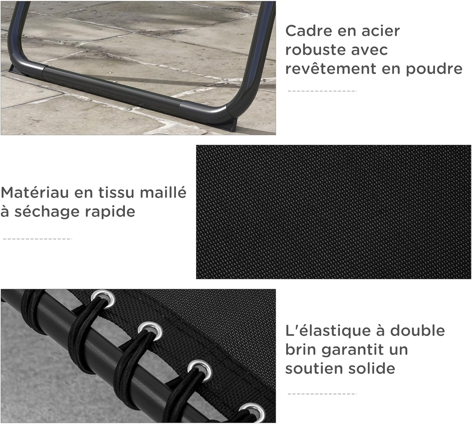 Thumbnail 4 de Outsunny Lot de 2 Bain de Soleil pliable