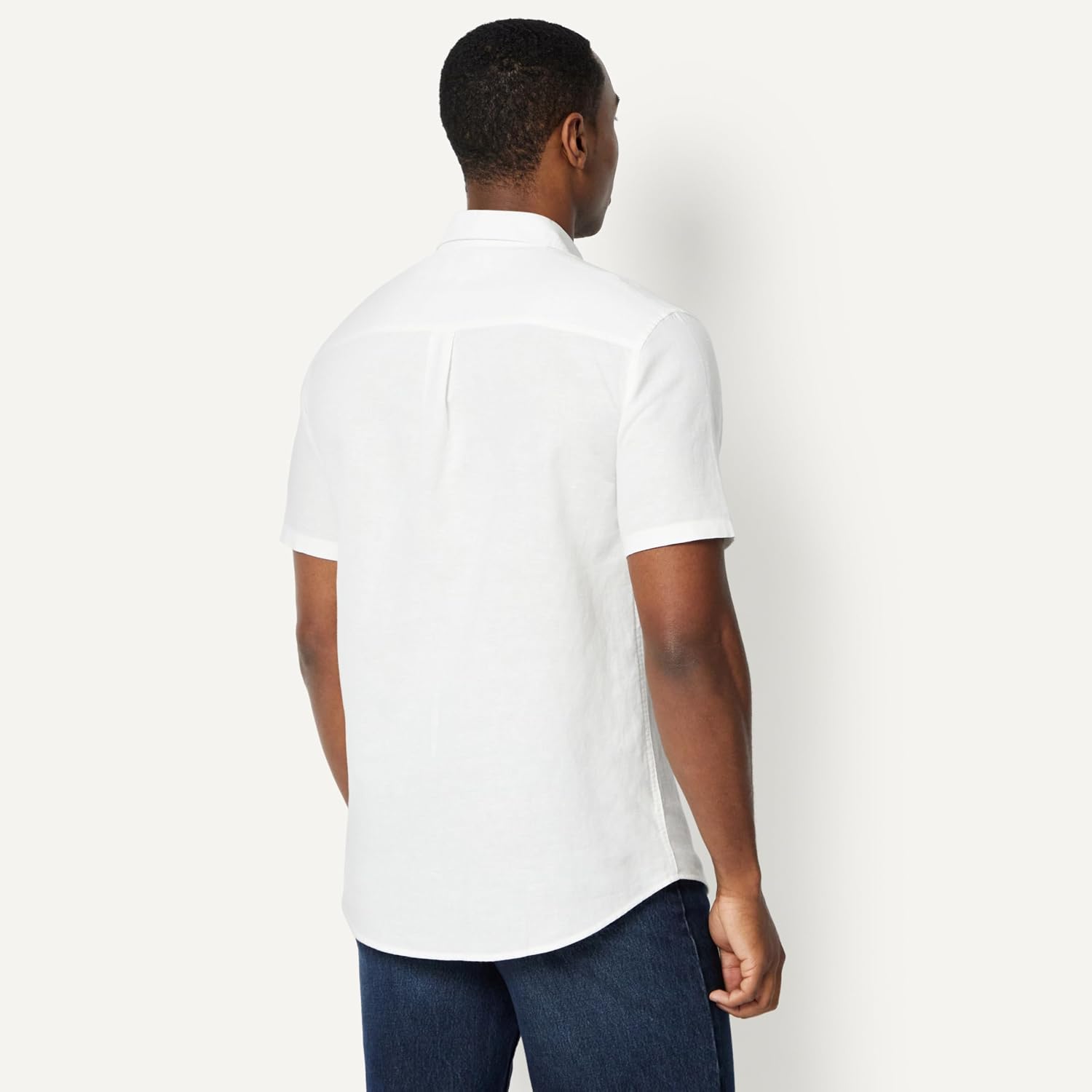 Detalle de Amazon Essentials Herren Kurzärmliges Regular-Fit-Leinenhemd