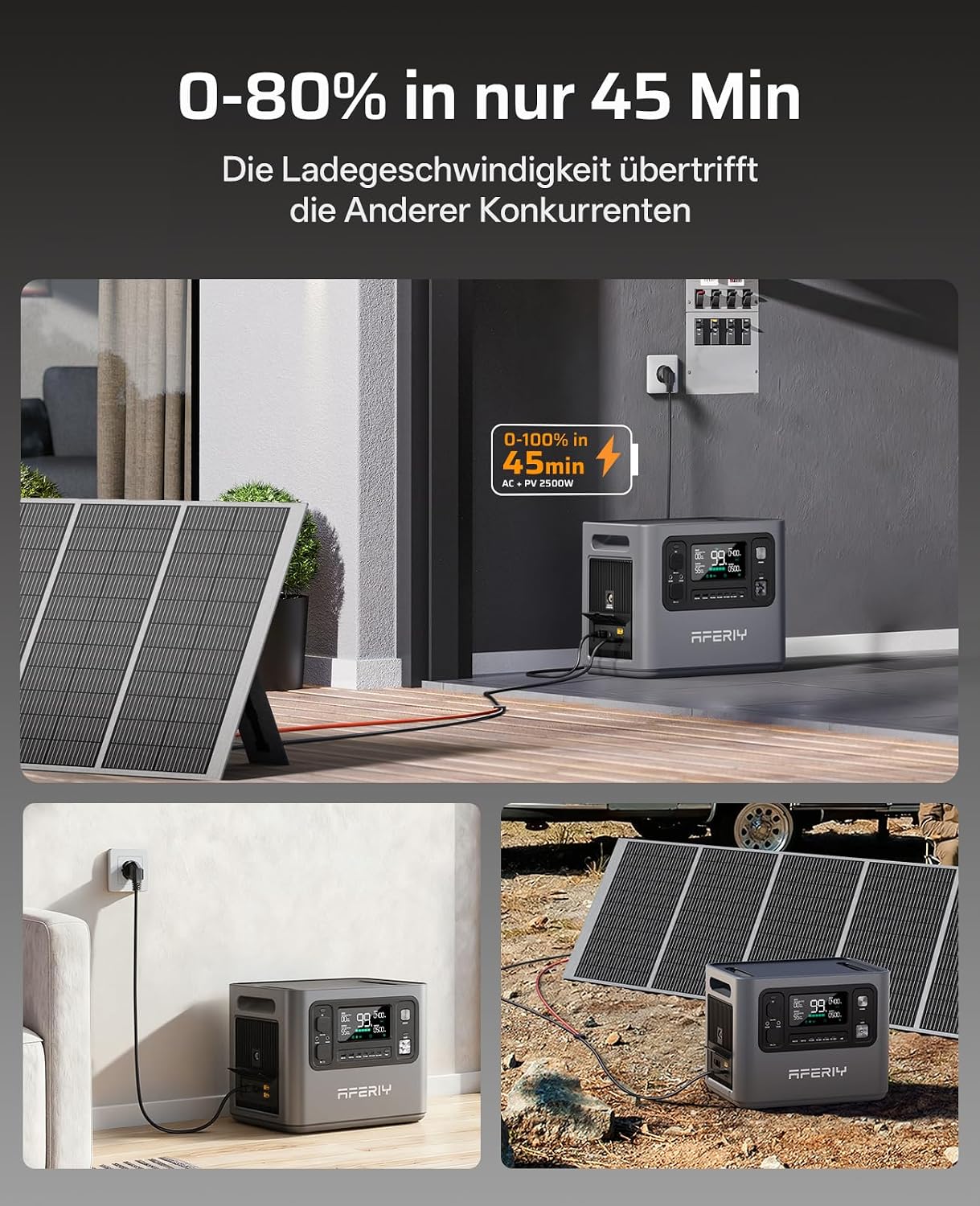 Detalle 2 de AferiY P280 Tragbare Powerstation: 2800W Hochleistung, erweiterbar auf 10,24 kWh