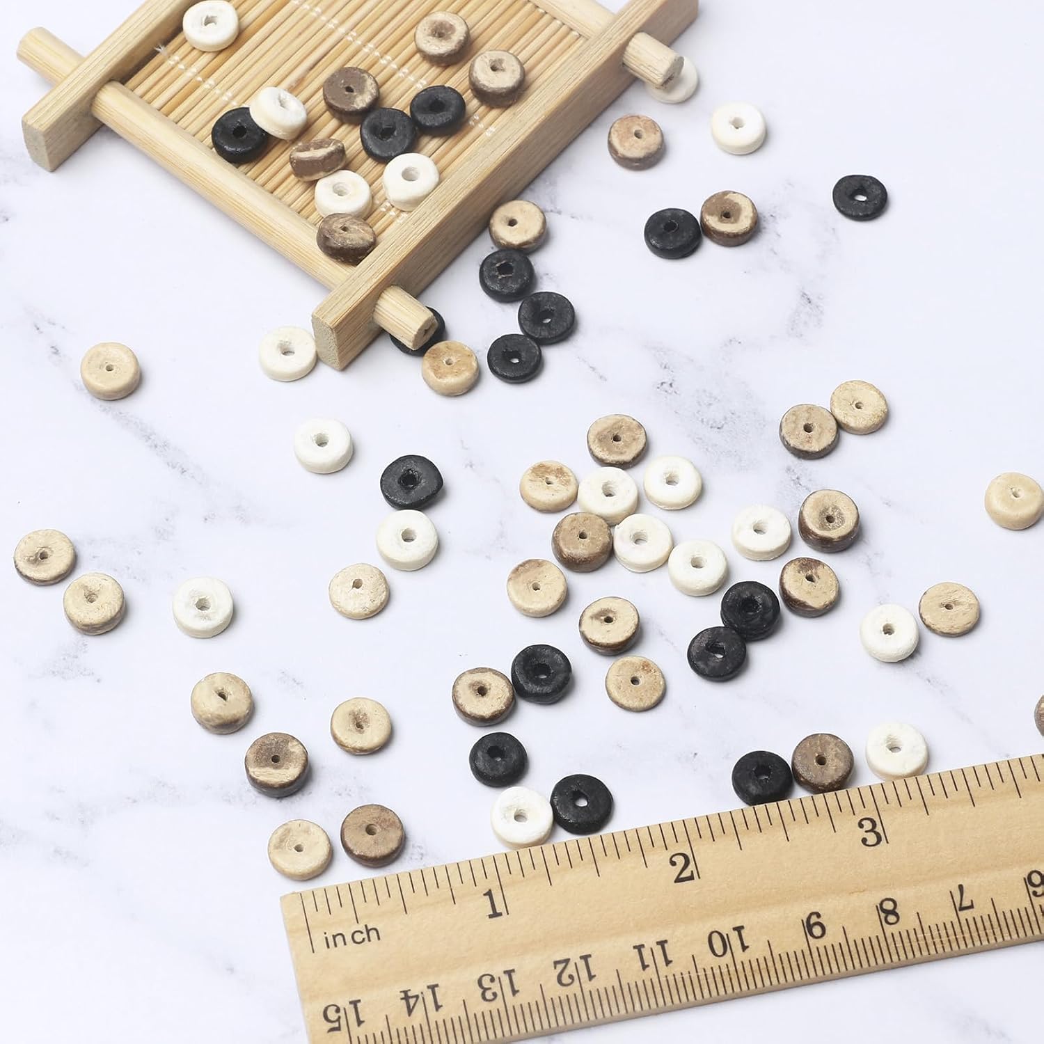 Detalle de woodeni ココナッツシェルビーズ 8mm 4連セット 4色ミックス 穴径2mm