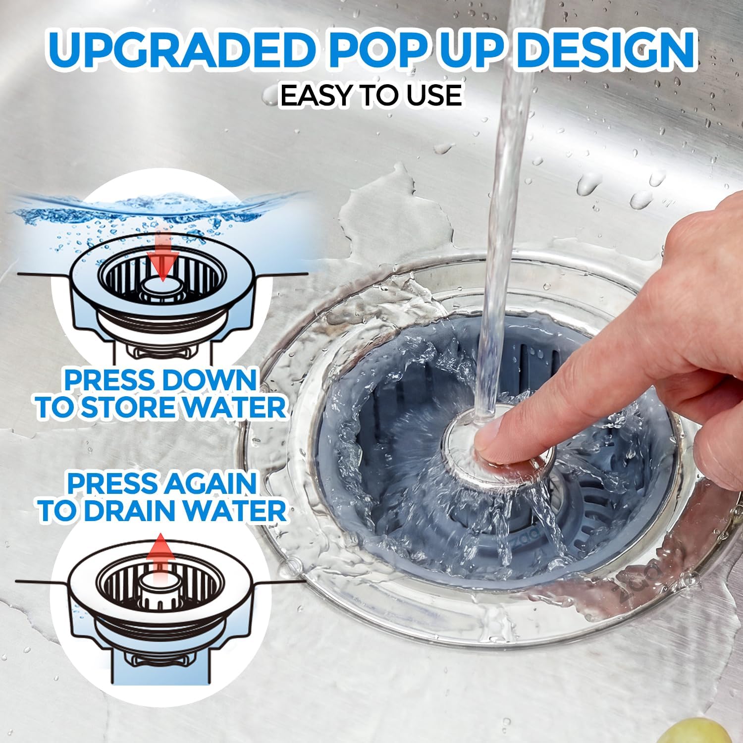 Thumbnail 3 de zaa 3-in-1 Sink Drain Strainer and Stopper for 3-1/2 in Sink Holes (Silver)