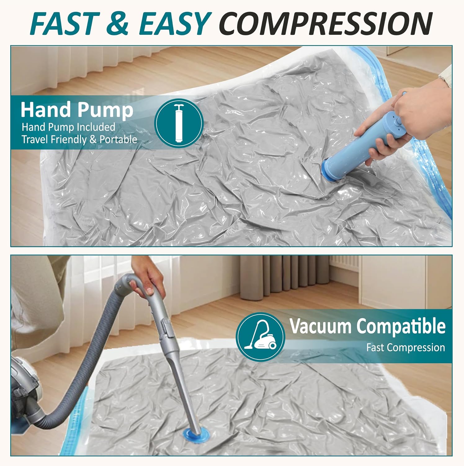 Thumbnail 5 de Cozy Essential Vacuum Storage Bags, 30-Pack with Hand Pump and 5 Sizes
