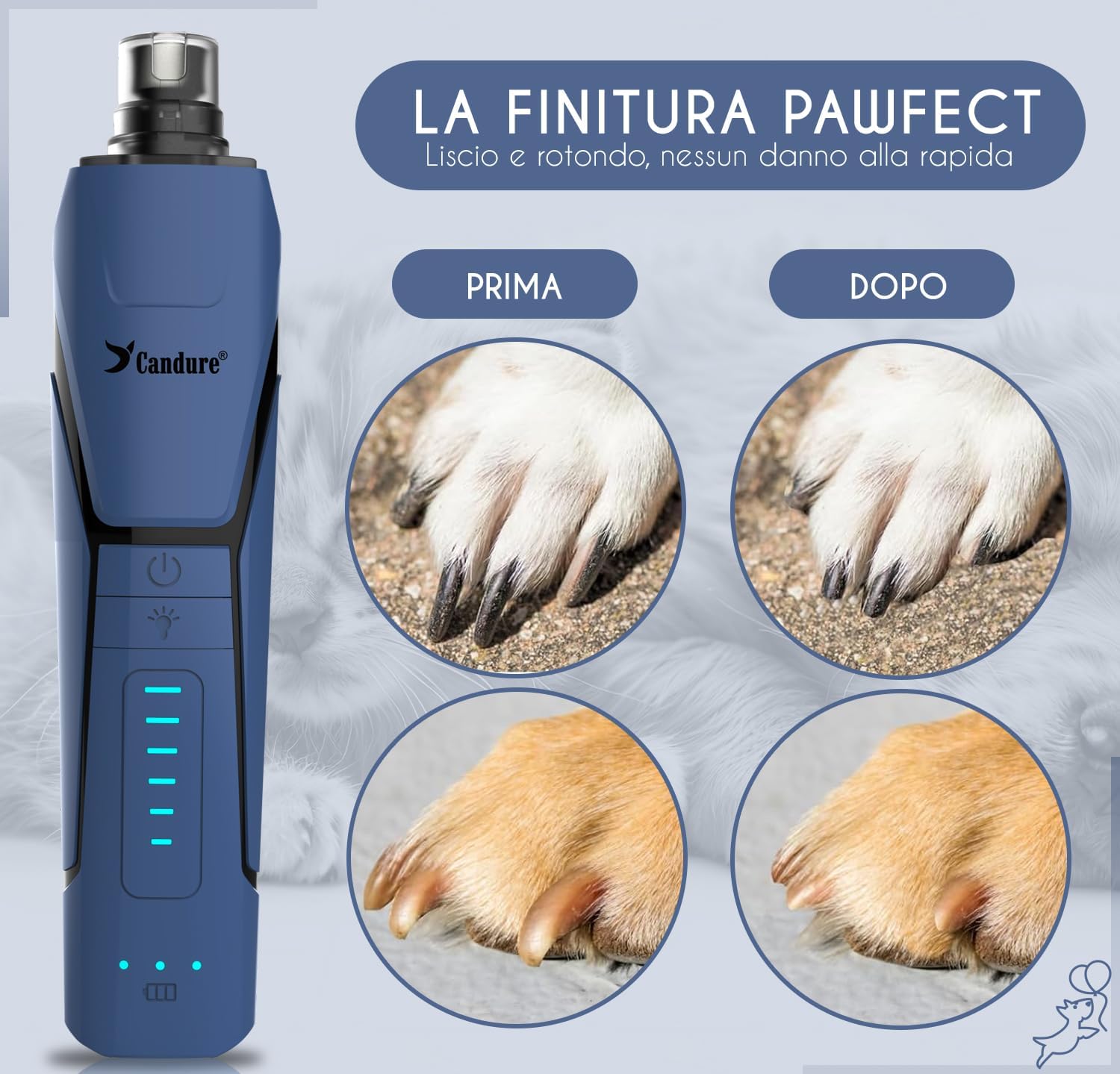 Thumbnail 1 de Candure Smerigliatrice per unghie per cani: 6 velocità, LED 360°, ricaricabile
