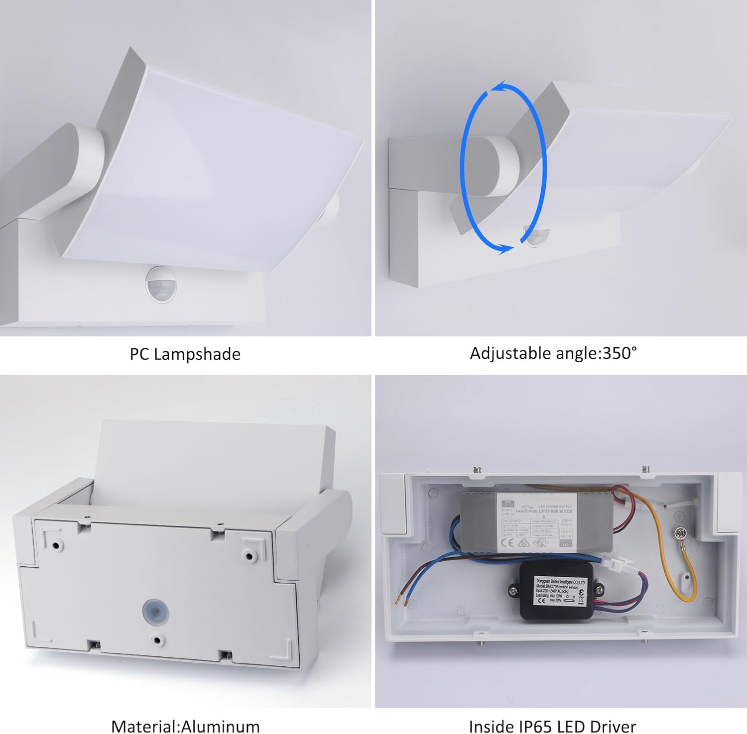 Thumbnail 2 de Klighten 24W Applique LED Rotative Indoor/Outdoor avec Détecteur de Mouvement (IP65)