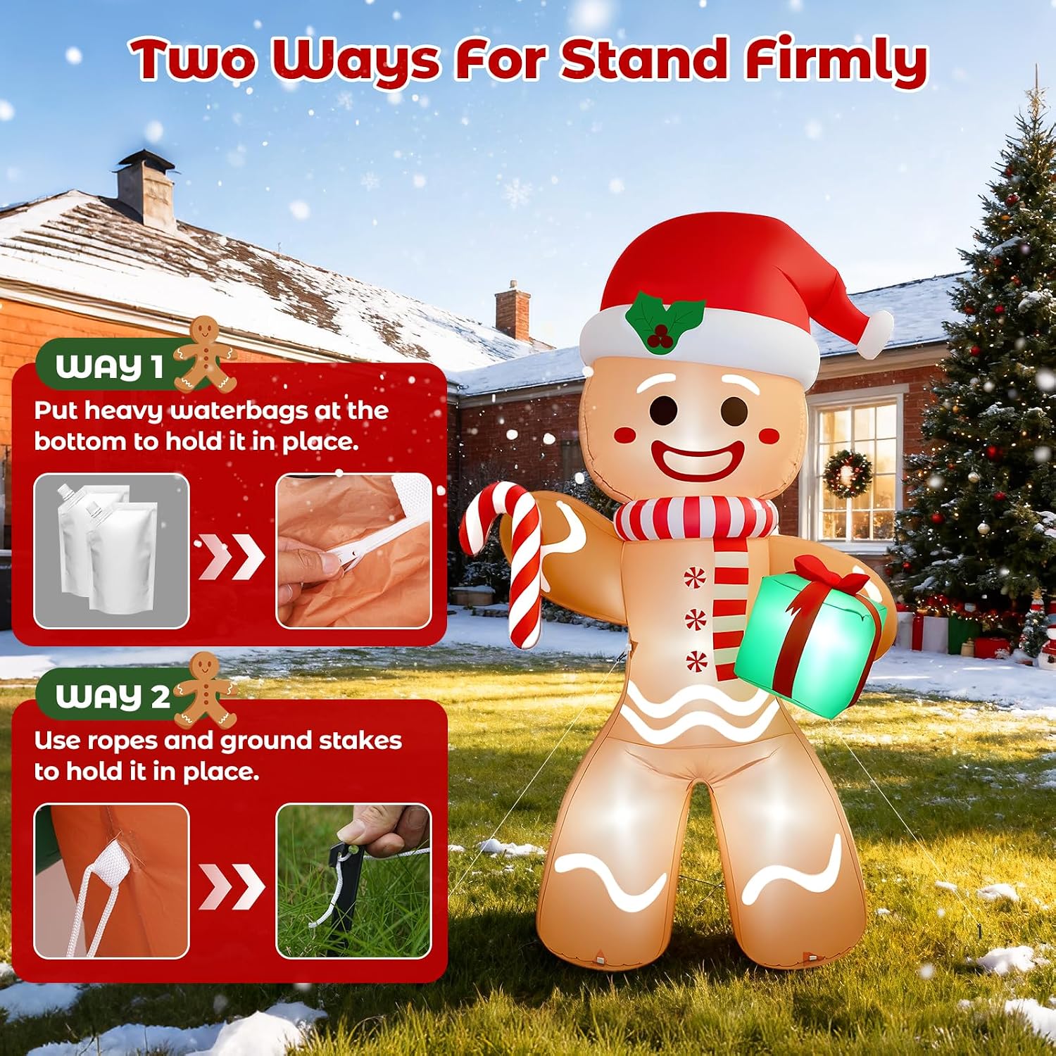 Detalle 2 de Partyotu 8FT Inflatable Gingerbread Man 🎄