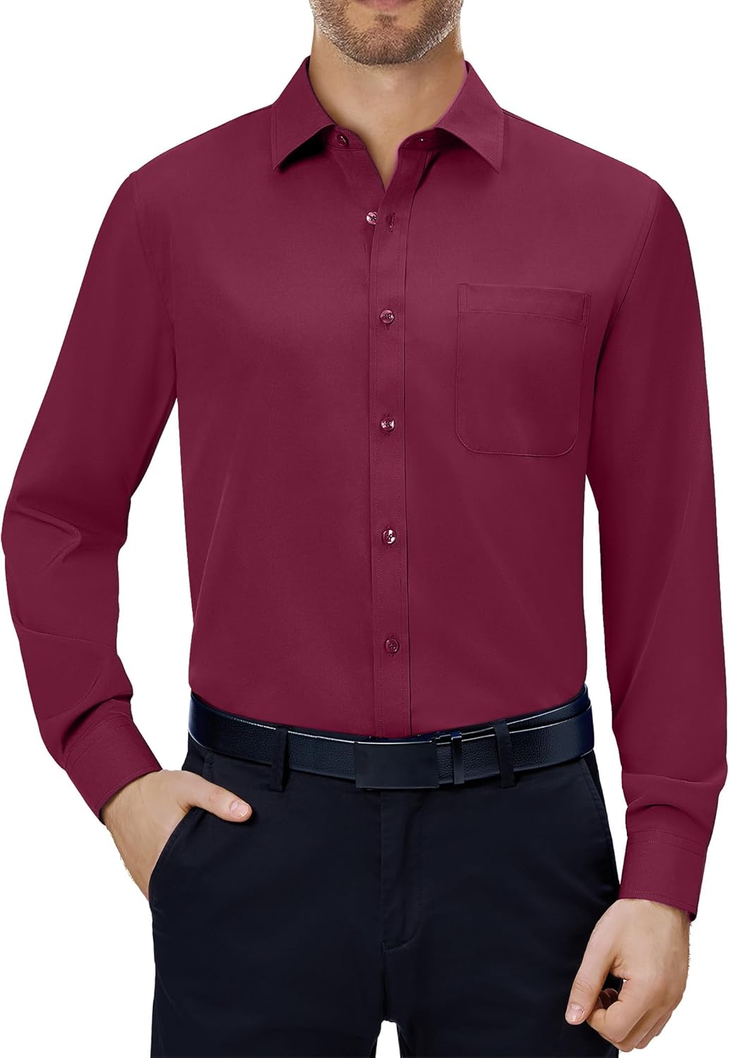 Detalle de J.VER Herren Langarm Businesshemd Regular Fit aus Stretch mit Tencel-Anteil