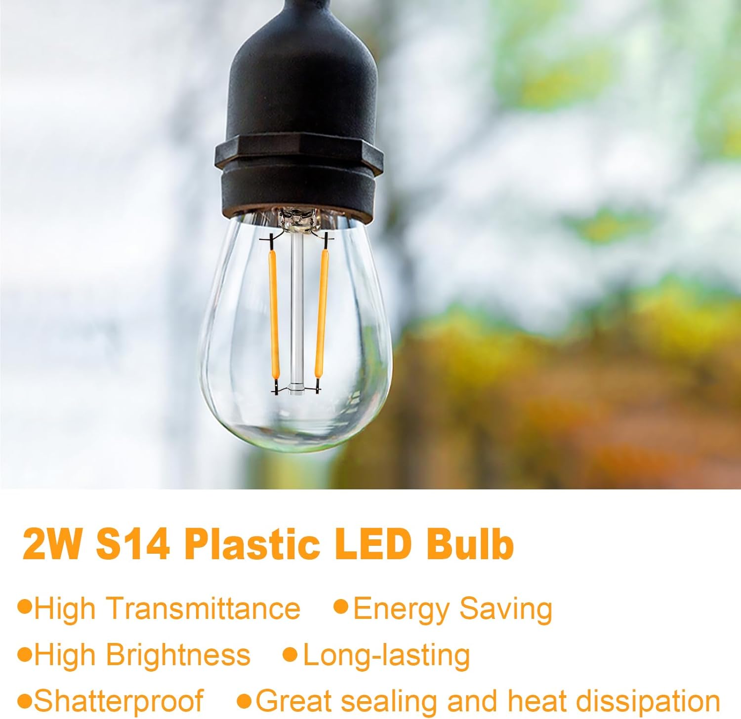 Thumbnail 2 de BRIMAX 25PACK 2W S14 LED Outdoor Edison Bulbs (E27) – Warm White 2700K, Non-Dimmable, Shatterproof Replacement for UK String Lights