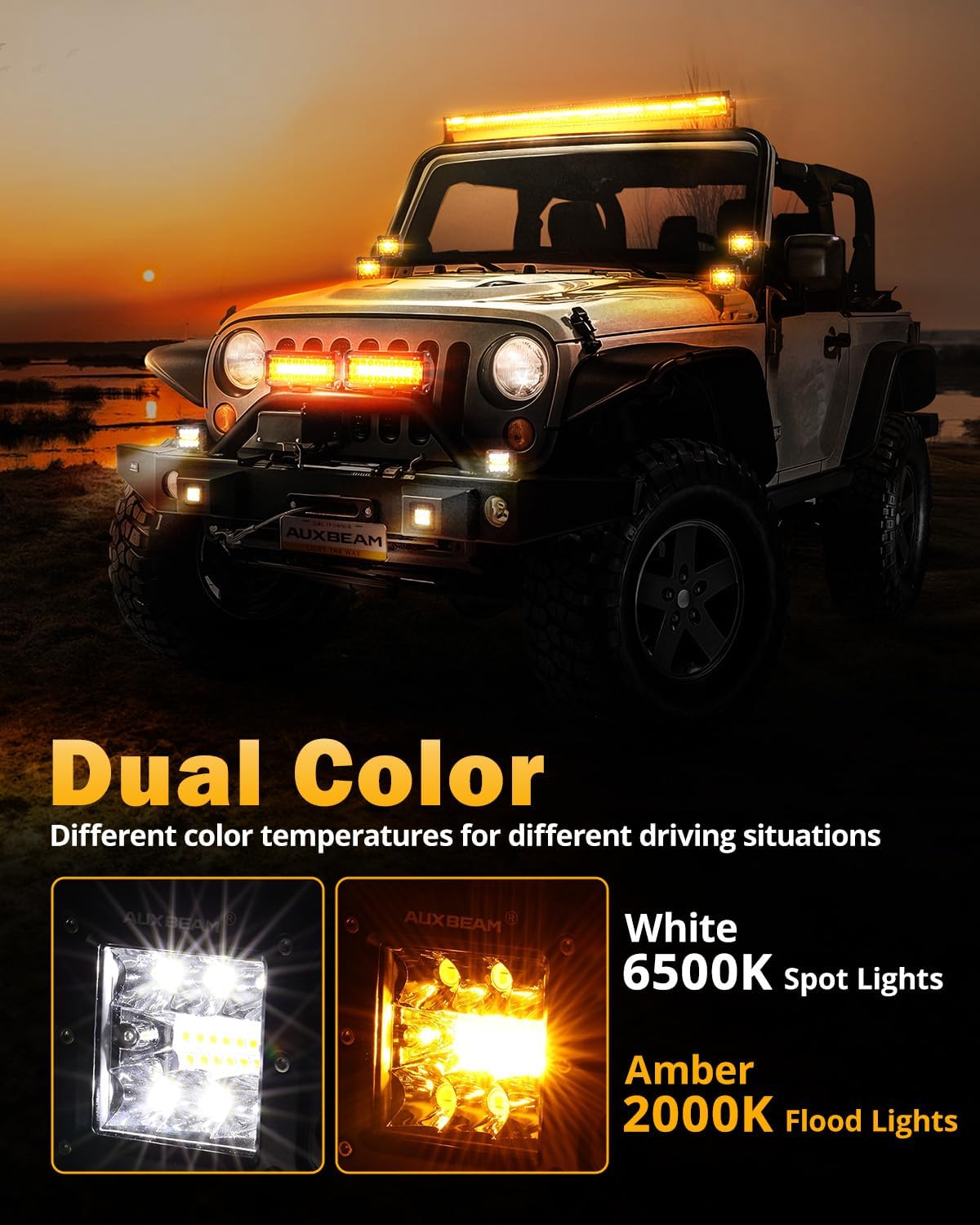 Thumbnail 4 de Auxbeam 5 Inch 72W Amber White LED Pods