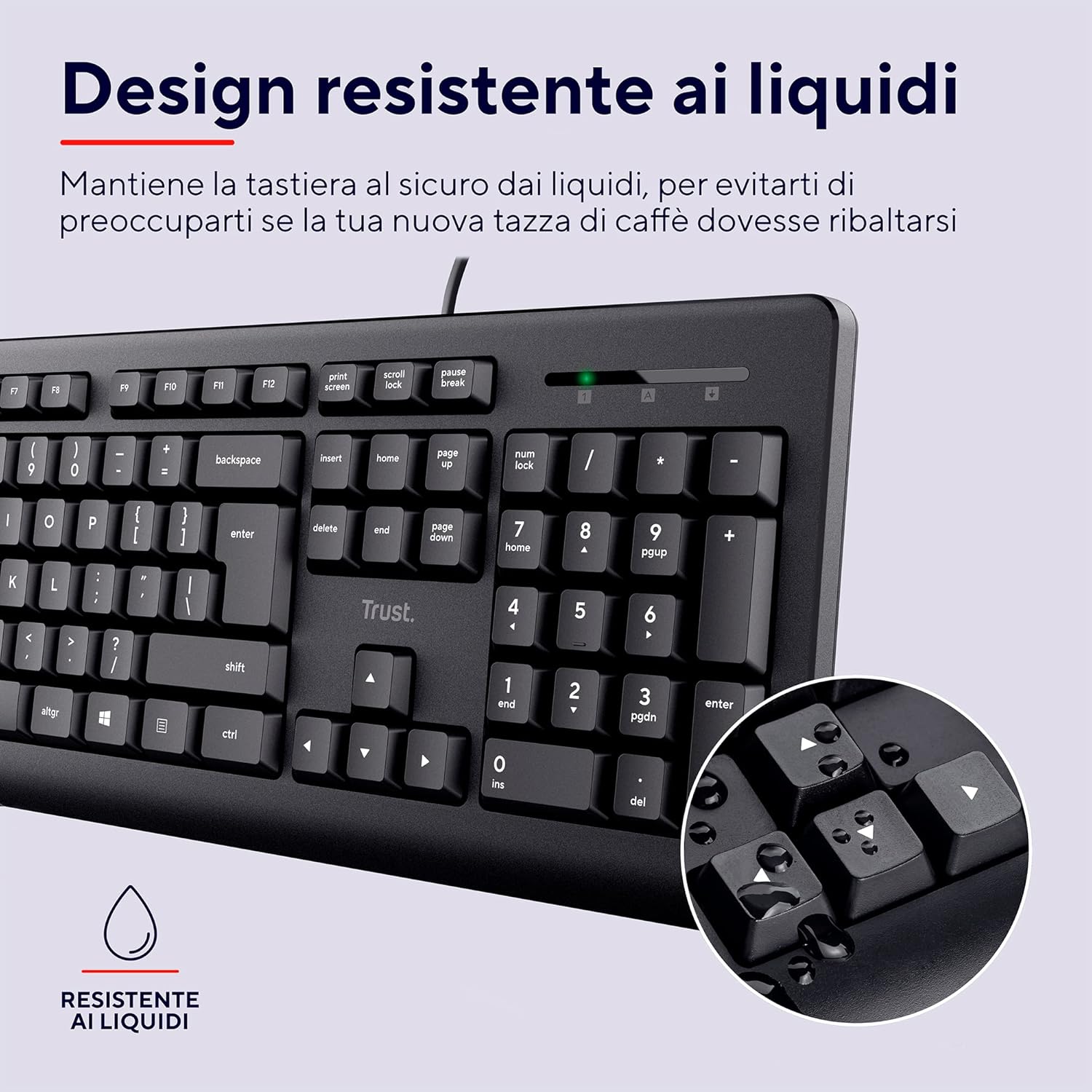 Detalle 2 de Trust Taro Set Tastiera e Mouse USB Cablati con Layout Italiano QWERTY
