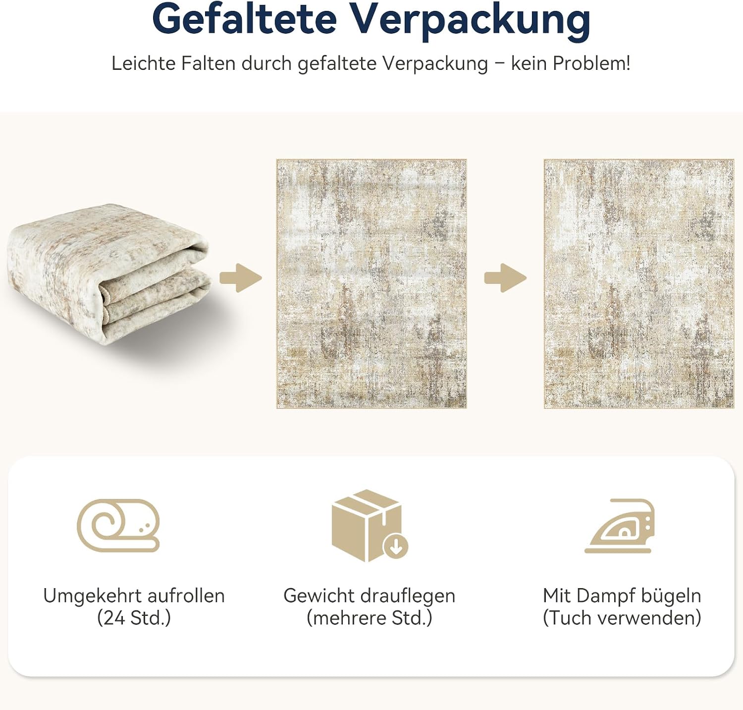 Detalle 2 de DEFYNEE Wohnzimmerteppich 150 x 210 cm – rutschfester Kurzflorteppich mit abstraktem Design, waschbar