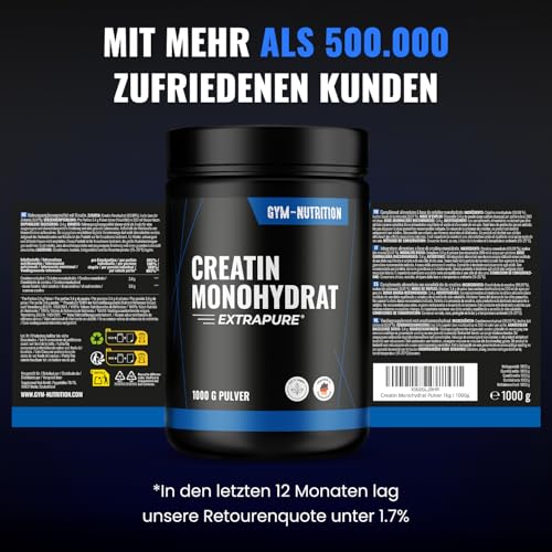 Detalle de Creatin Monohydrat Pulver – 1 kg von Gym Nutrition