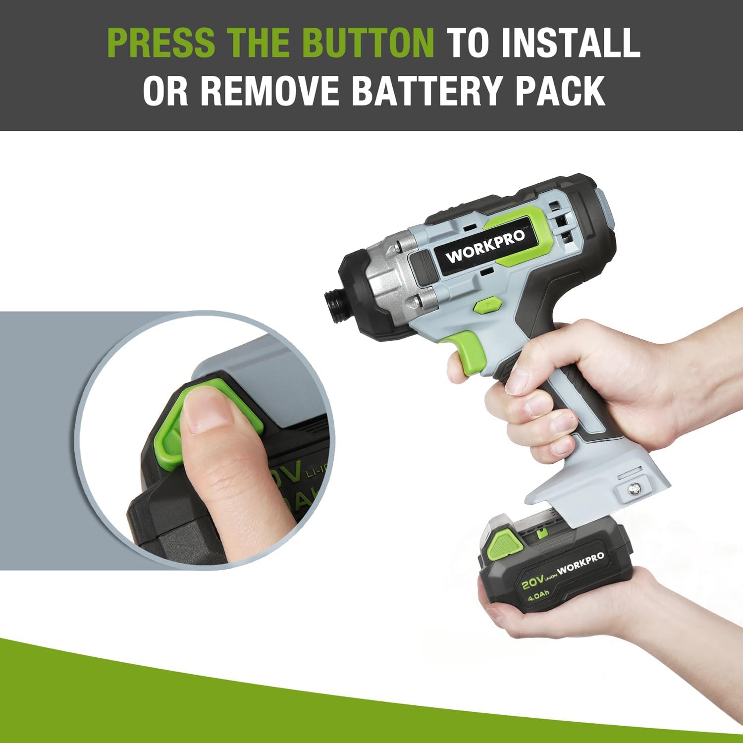 Thumbnail 3 de WORKPRO Batterie 20V 4,0Ah al litio-ion, compatibile SOLO con utensili WORKPRO