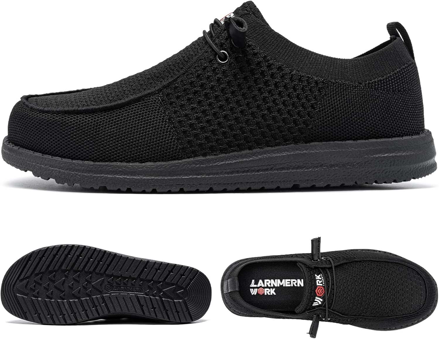 Thumbnail 3 de LARNMERN Slip-On Steel Toe Shoes for Men — Lightweight Comfortable Lounging & Walking Sneakers