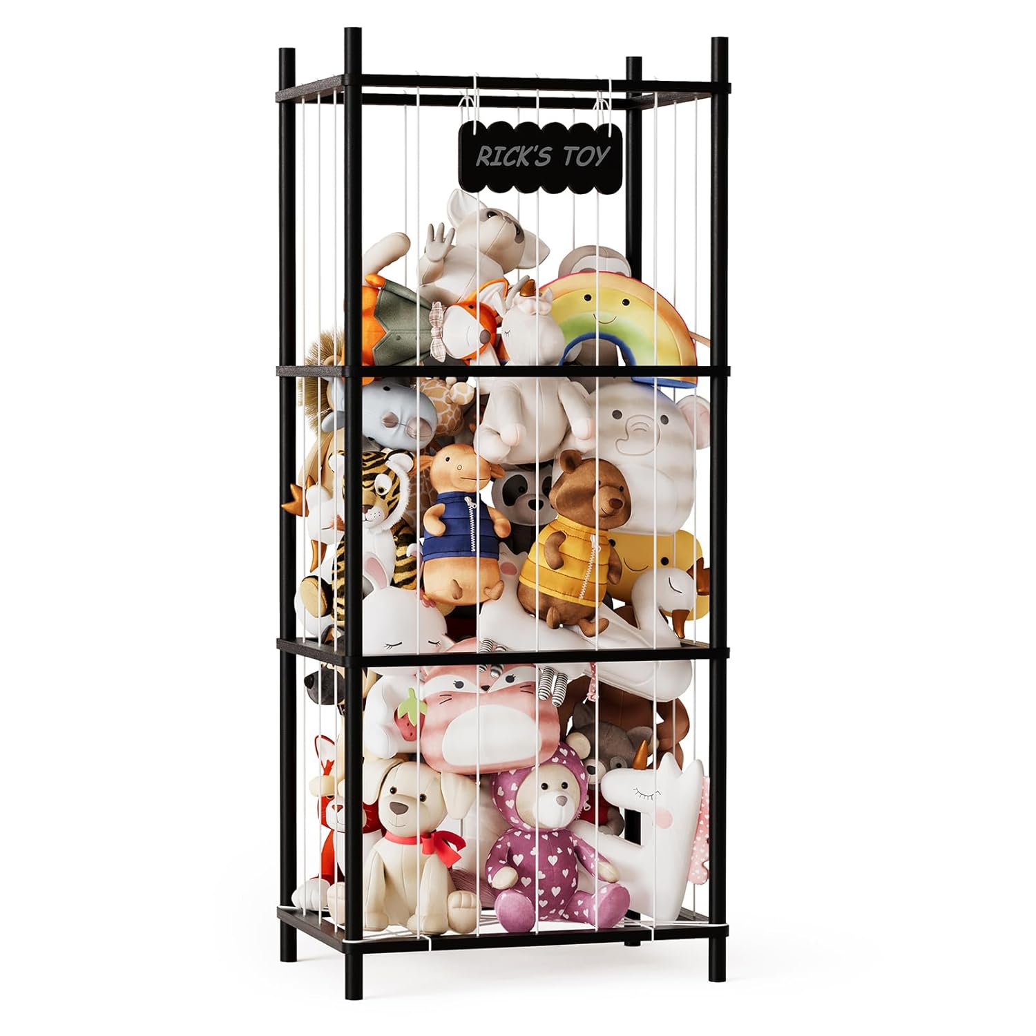 Thumbnail 6 de SpaceAid Stuffed Animal Storage Organizer (Wood Animals Zoo Toy Plushies), Large Capacity Cage for Playroom Organization