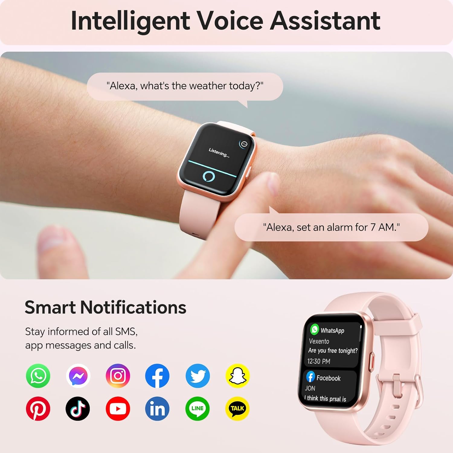 Thumbnail 2 de Ladies Smart Watch 1.8" HD with Alexa and SpO2