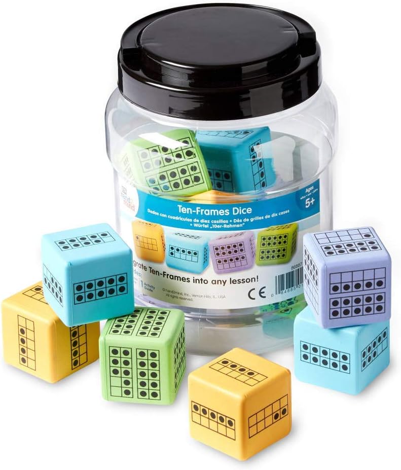 Learning Resources Dés de grilles de dix cases 12 pièces